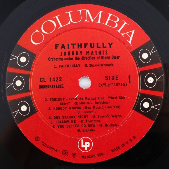 Johnny Mathis Faithfully 1959 Vinyl LP Record 6-Eye Hollywood Pressing CL 1422 - Picture 7 of 16
